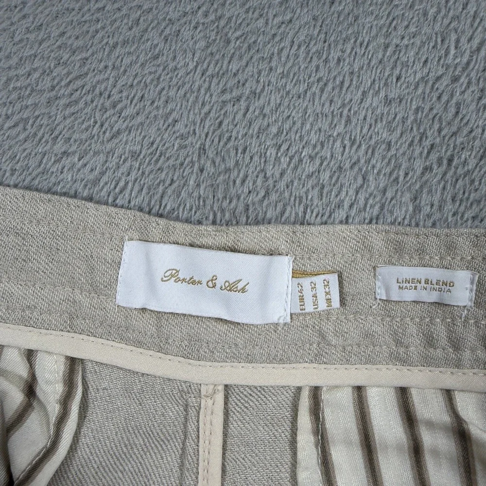 Porter & Ash Linen Blend Pants Mens 32 Beige Slim Fit Drawstring Summer NWT